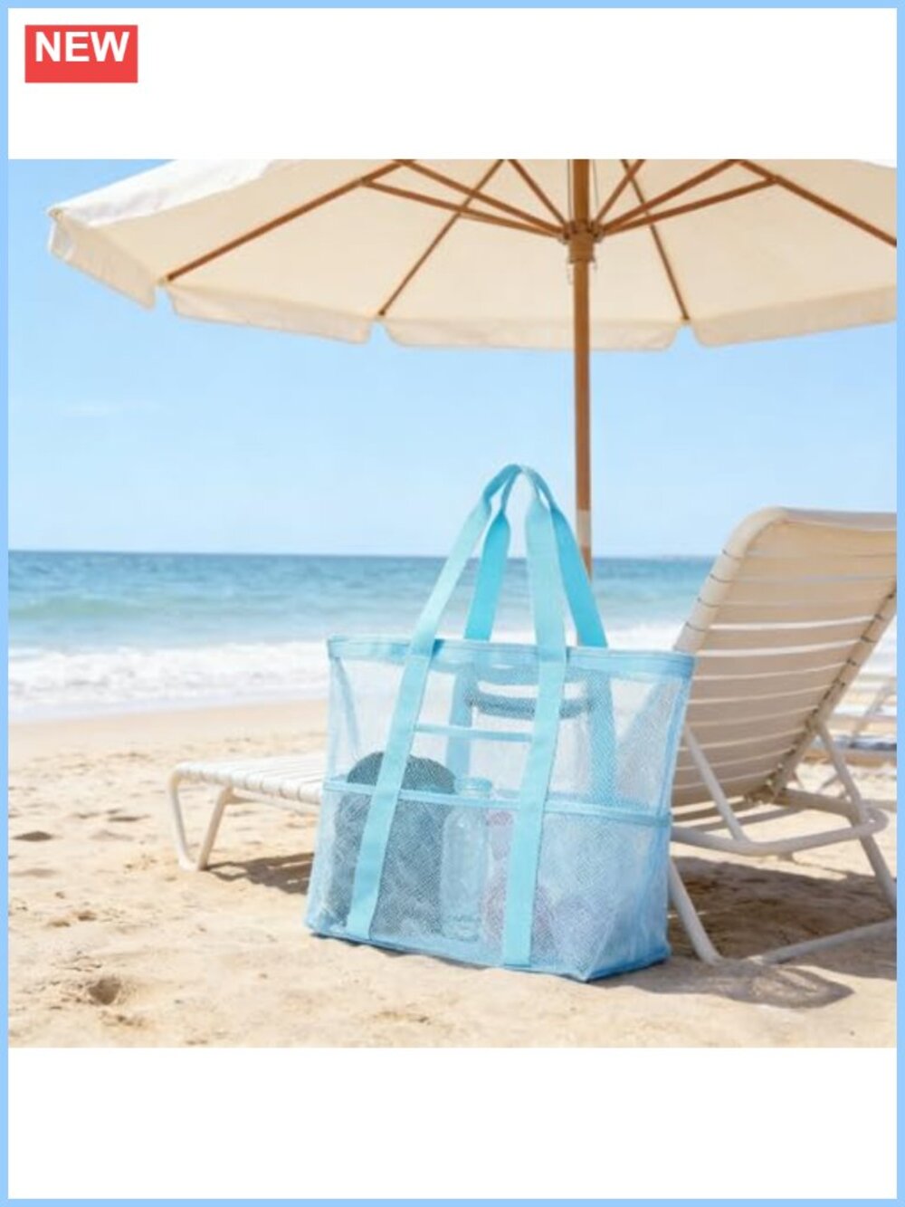Large Oversized Sandproof Beach Tote Bag with Zipper Foldable Family Vacation - Picture 2 of 6